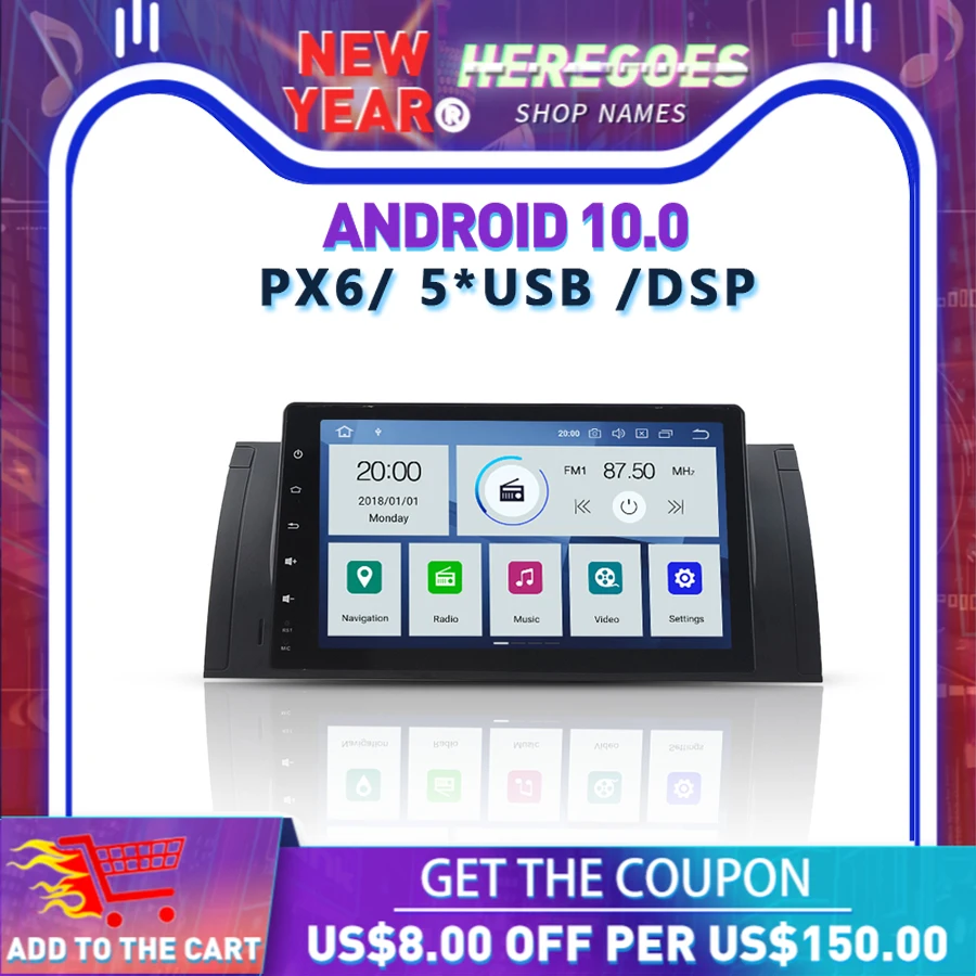 Автомобильный DVD плеер Carplay DSP PX6 IPS Android 10 0 4 Гб + 64 GPS карта RDS радио Wifi Bluetooth 5 для BMW E39