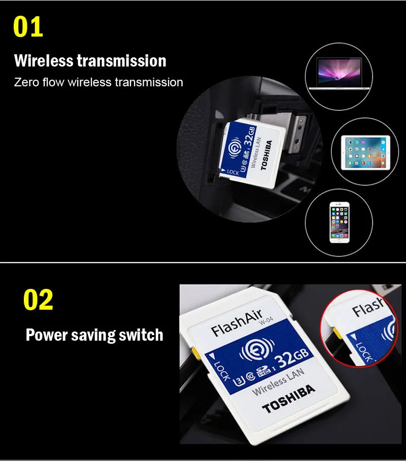 TOSHIBA Flash Air W-04 карта памяти 32 Гб 64 Гб wifi SD карта 90 МБ/с./с Беспроводная LAN Карта памяти Tarjeta sd wifi карта SD для камеры