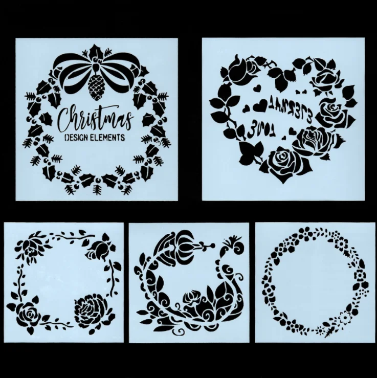 

13*13 Lovely Lace surround Layering Stencils graffiti hand copied board hollowed out photo album graphic spray painting tool