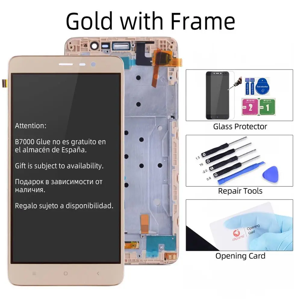 150mm Дисплей для Xiaomi Redmi Note 3 3 Pro LCD в сборе с тачскрином на рамке 5.5'' черный белый золото - Цвет: Gold with Frame