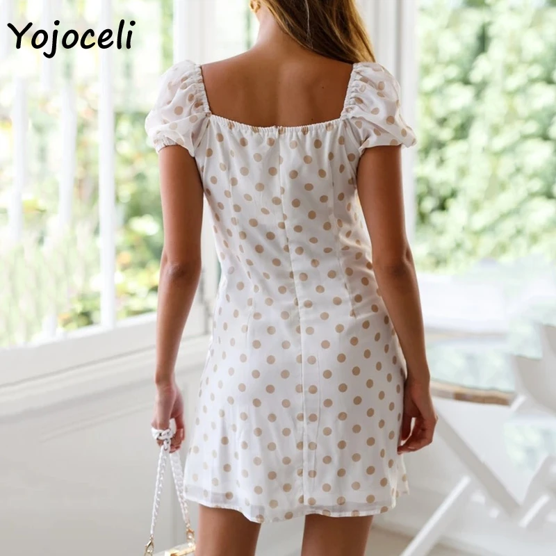 Женское мини платье с квадратным вырезом и бантом|Женские платья| |