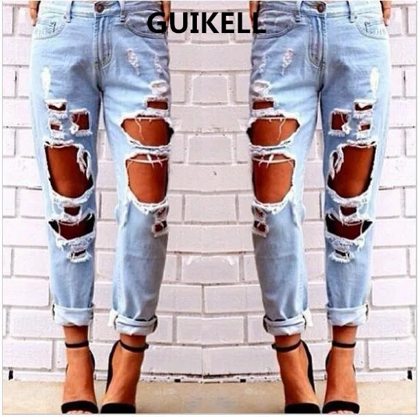 

Дикие Сексуальные рваные джинсы GUIKELL