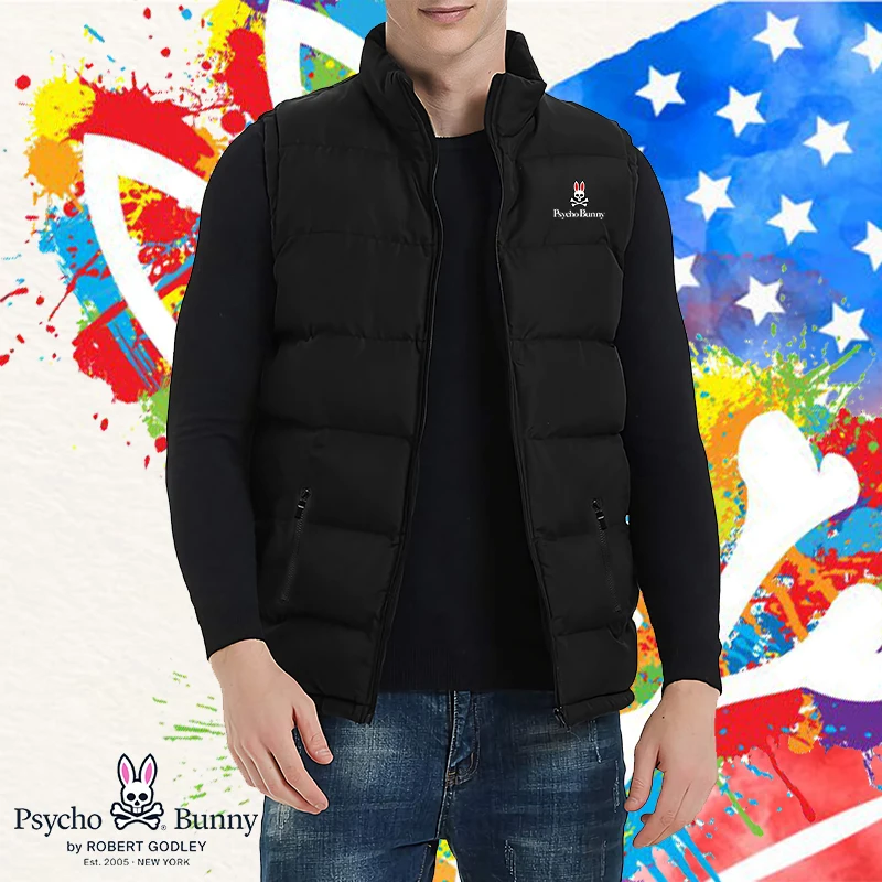 

Мужская куртка с принтом психобанни, жилет без рукавов, осенне-зимние теплые женские повседневные пальто, мужской хлопковый жилет, мужской ...