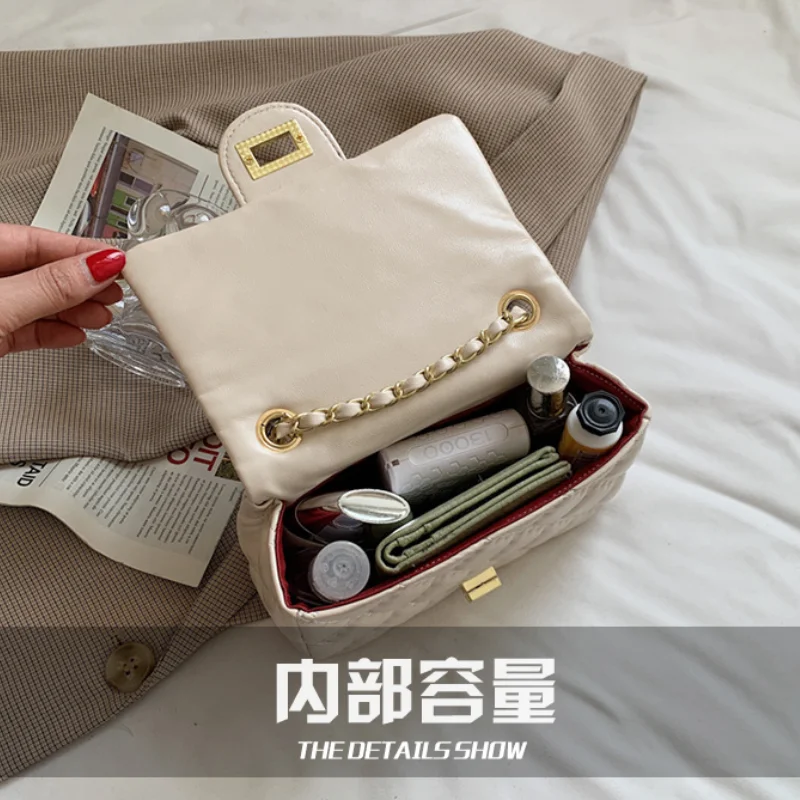 

Lingge Chain Small Bag 2021 New Trendy Female Bag Summer Wild Fashion Messenger Bag Popular This Year Small Square Bag