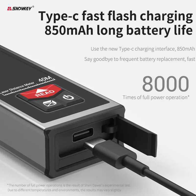 Дальномер лазер SNDWAY с USB-зарядкой точная Электронная Мини-рулетка измерительная