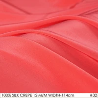 silk crepe de chine 114cm width 12momme100 natural mulberry silk fabric diy matt color women evening dress tomato no 32