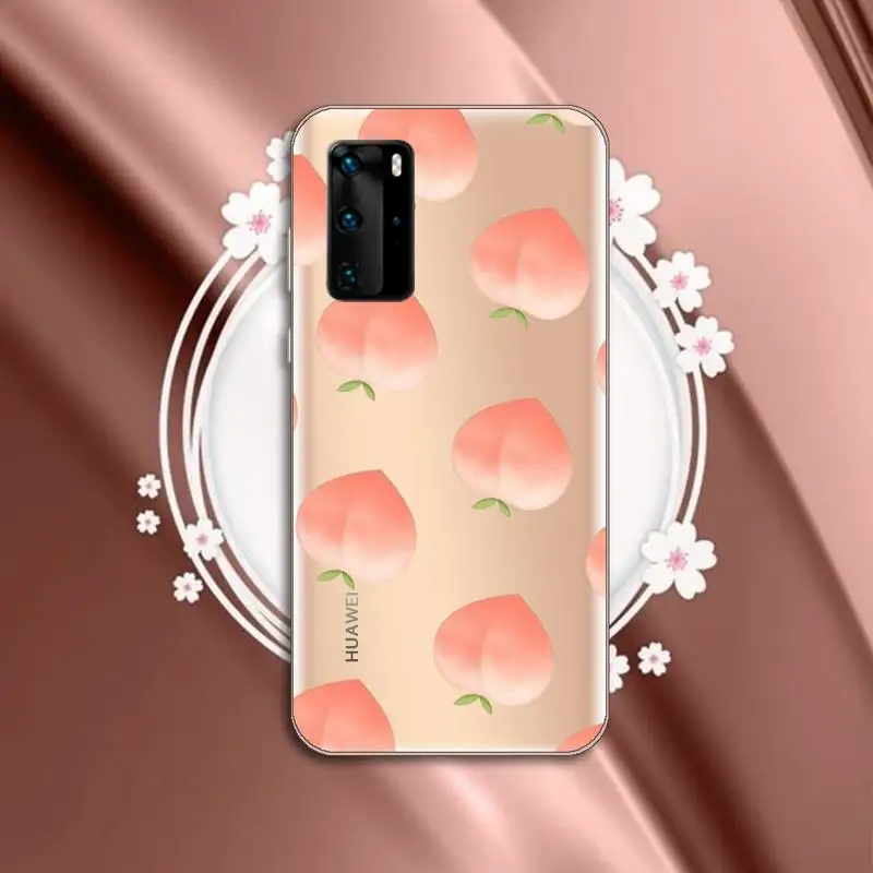 

Pink peach fruit Phone Case Transparent for Huawei P honor 8 10i 20 30 40 smart 2019