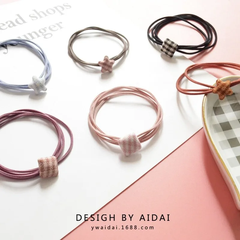 Веревка для волос тканевая клетчатая пятиконечная звезда любящая веревка