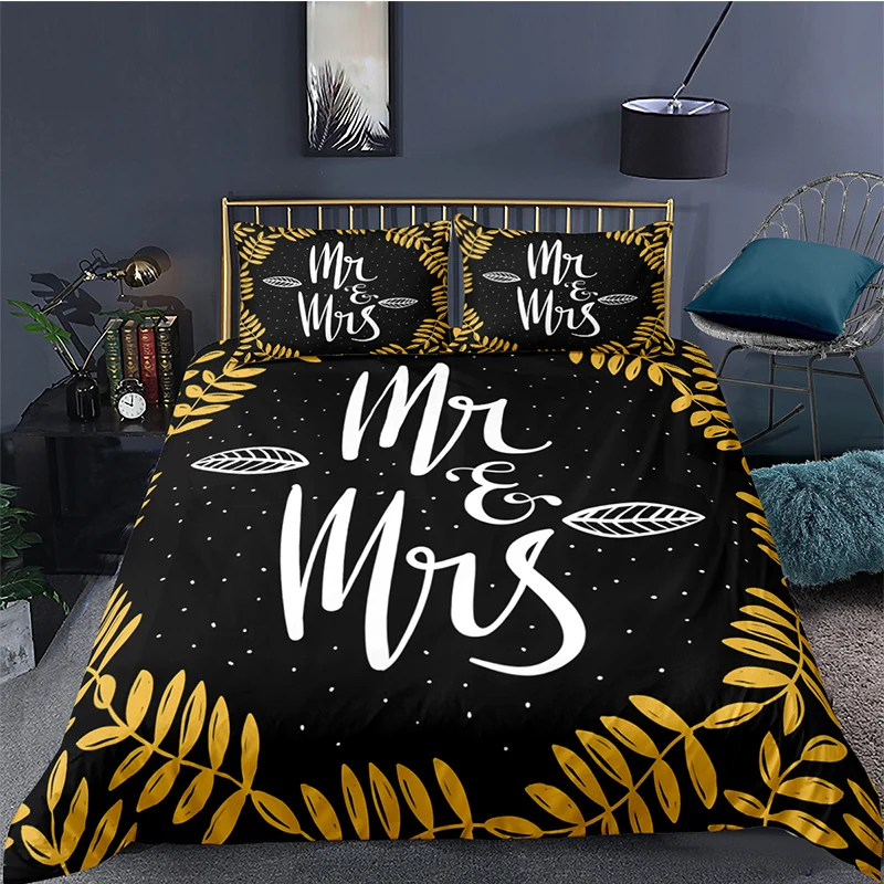

3d Bedding Set Nordic Simple Pattern Home Textiles 2/3pc English Letter Luxury Couple Duvet Cover Set with Pillowcase