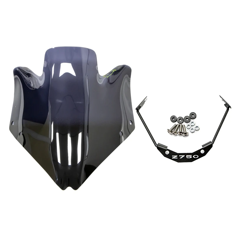 

Motorcycle Windscreen Windshield Deflector with Bracket for Kawasaki Z750 Z 750 Z750R 2007-2012