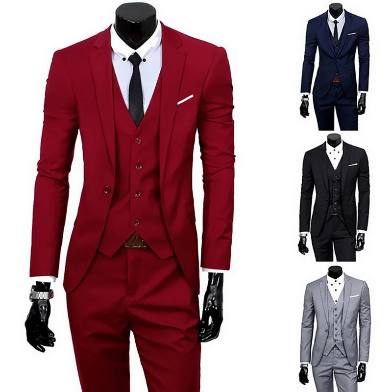 

2021 Male Suits Blazer Slim Business Formal Dress Waistcoat Groom Man Suit Exquisite Weeding Office Set Thin Blazer