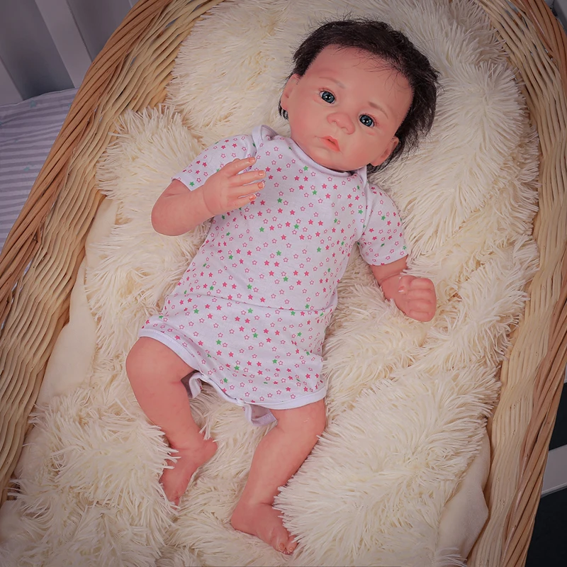 

18Inch Lifelike Reborn Baby Doll Silicone Body Toy For Girl Vinyl Newborn Bebe Bathe Toy Birthday Xmas Gift