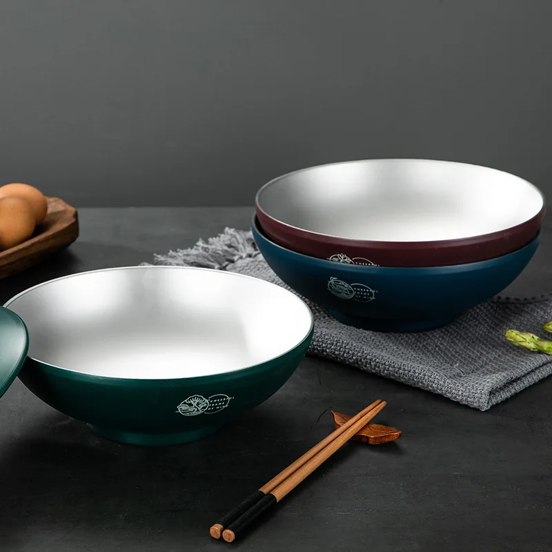 

Double Layers 316 Stainless Steel Ramen Bowls With Lid Korean Style Anti-Scalding Fast Food Noodles Bowl With Mobile Holder