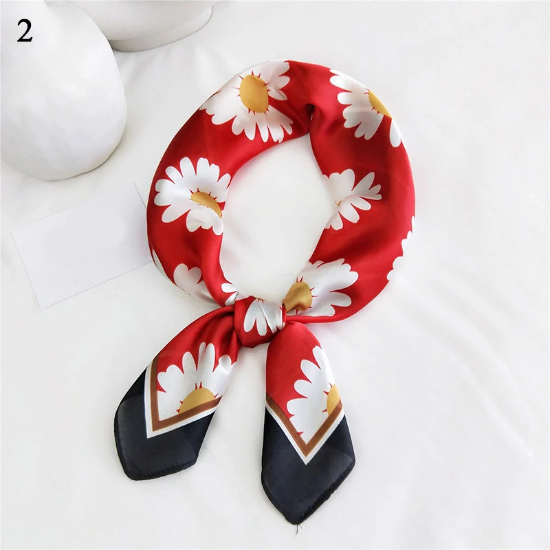 

2021 New Square Silk Scarf Women Spring Summer Fashion Decorative Scarf 70*70cm Lady Head Scarves Office Work Neckerchief Gift