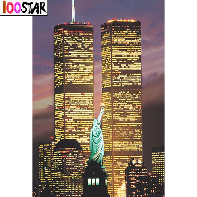 5D DIY Алмазная Вышивка крестом Всемирный торговый центр полная квадратная круглая