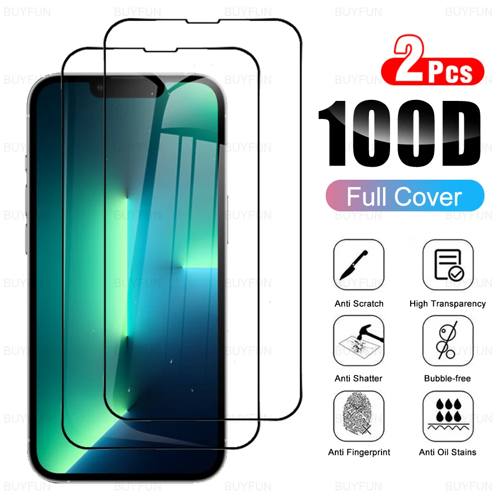 

2PCS Full Cover Tempered Glass iPhone 13 Pro Max Screen Protector For iPhone13 Pro Max 13 Mini 13Pro HD Protective Film Cover