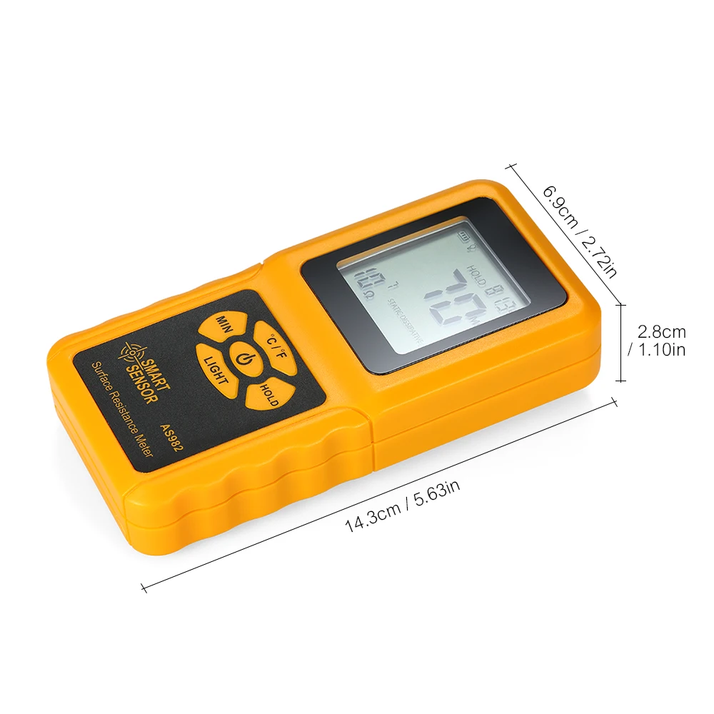 SMART SENSOR Handheld LCD Surface Resistance Meter Tester with Temperature Measurement and Data Holding Function | Инструменты
