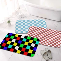 checkerboard checked pattern printed flannel floor mat bathroom decor carpet non slip for living room kitchen welcome doormat