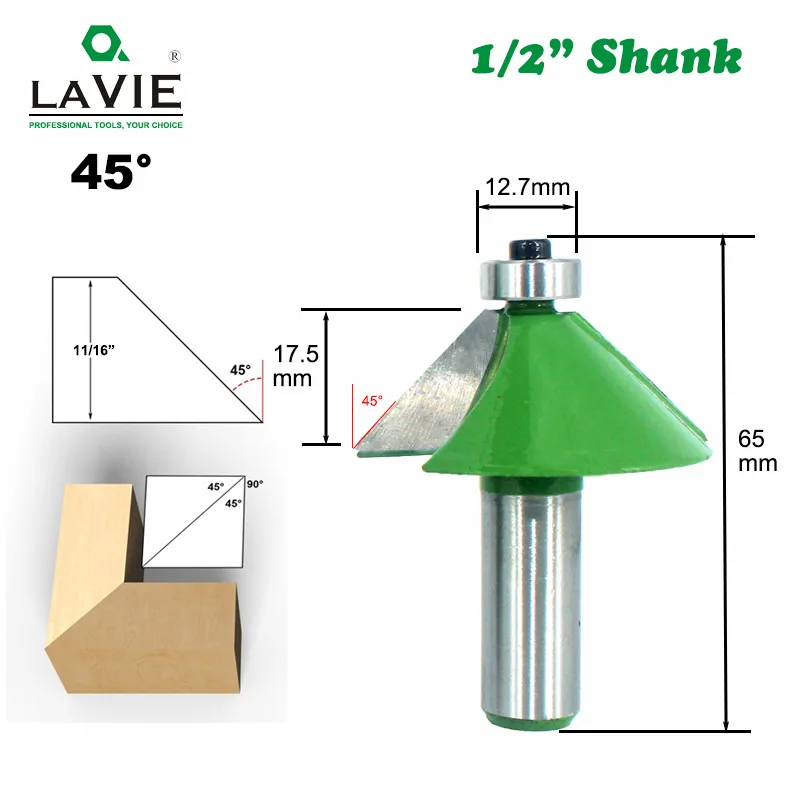 Фреза фасок LAVIE MC03232 1 шт. хвостовик 12 мм 1/2 дюйма фреза 11 25 15 22 5 30 45 градусов для