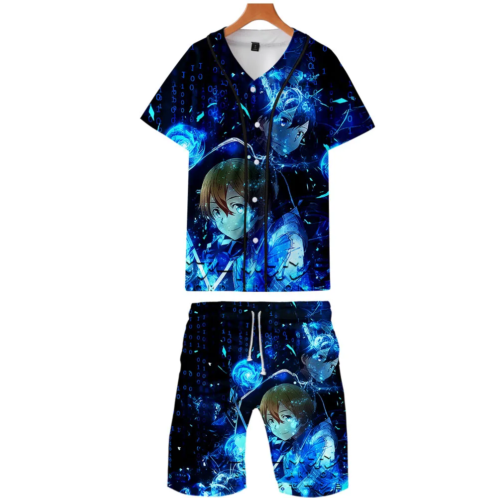 Alicization 3D Gedrukt Tweedelige Set Zomer Baseball T-shirts + Casual Shorts Fashion 2019 Trendy Streetwear Kleding | Женская одежда