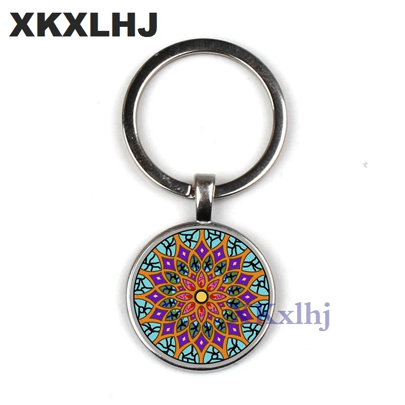 XKXLHJ винтажный Модный мужской женский стеклянный кабошон с мандалой брелок