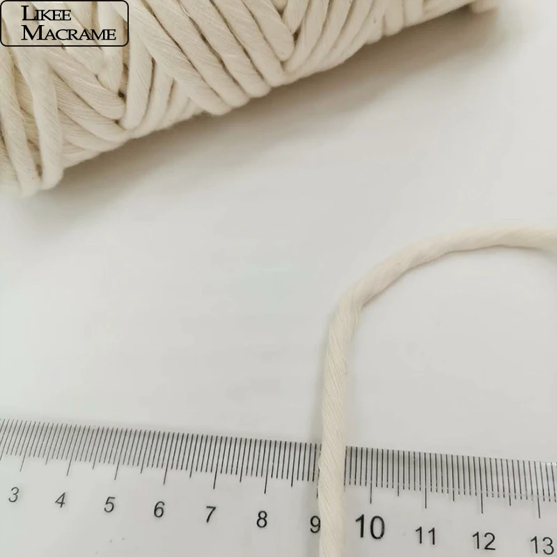 

100% Cotton 3mm/4mm/5mm/6mm Macrame Single Strand Cord Natrual Color Rope100m for Wall Hang Weaving Craft DIY Home Decor