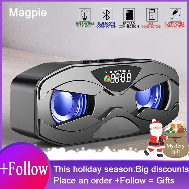

M8 Cool Robot Design Bluetooth Speaker LED Rhythm Flash Wireless Loudspeaker FM Radio Alarm Clock TF Card Support Subwoofer M5