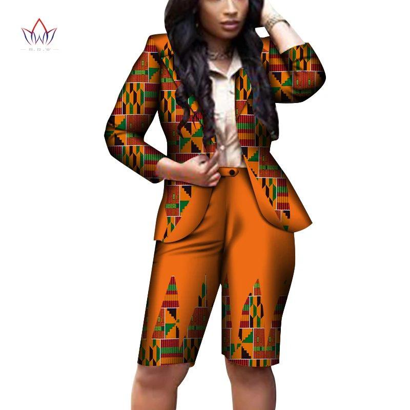 

Summer African Clothes Pus Size Clothing For Women 2 Pcs Wax Top And shorts Women blazer Suits African ladies Clothing WY8152