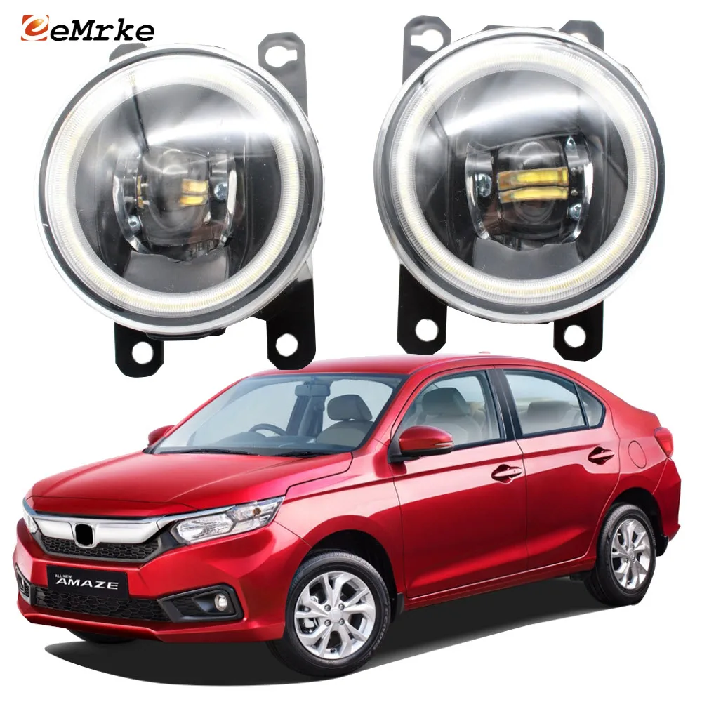 

2Pcs LED Angel Eye DRL Daytime Running Lights for Honda Amaze 2018 2019 2020 Fog Lights Lamp Assembly Cut-Line Lens Car Styling