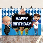 Задний фон с мультипликационным изображением малыша босса для фотосъемки маленького человека на день рождения