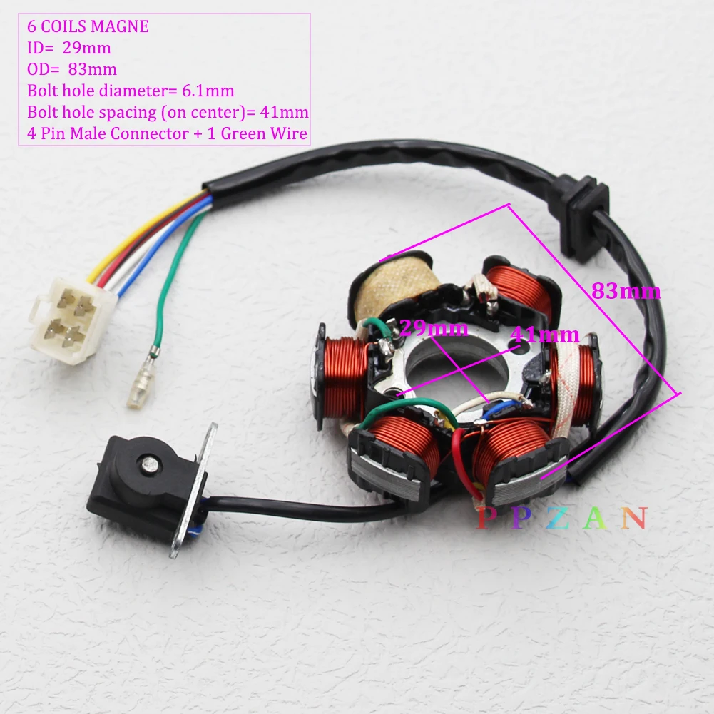 6 катушек Магнитный Статор для китайского мотоцикла 50 куб. См 70 90 110 125 ATV Go Kart