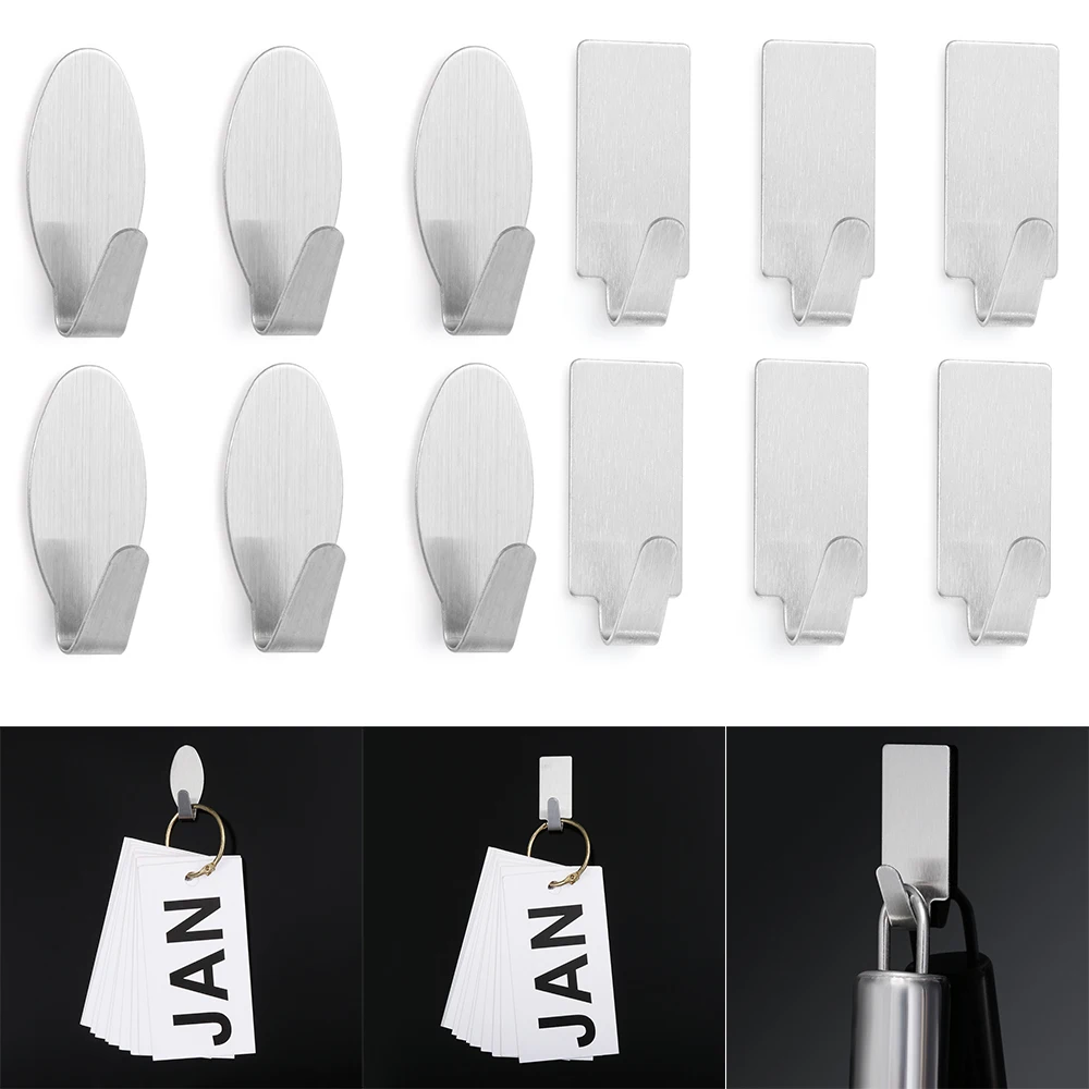 6 шт. самоклеящиеся крючки Нержавеющая сталь супер сильная липкая палочка на