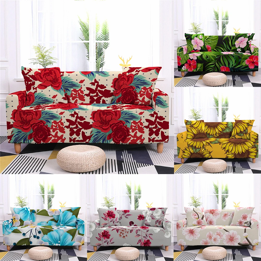 

1Pcs Flower Print Corner Sofa Covers For Living Room Chaise Lounge Armchair Sectional L Shape Sofa Elastic Couch Cover