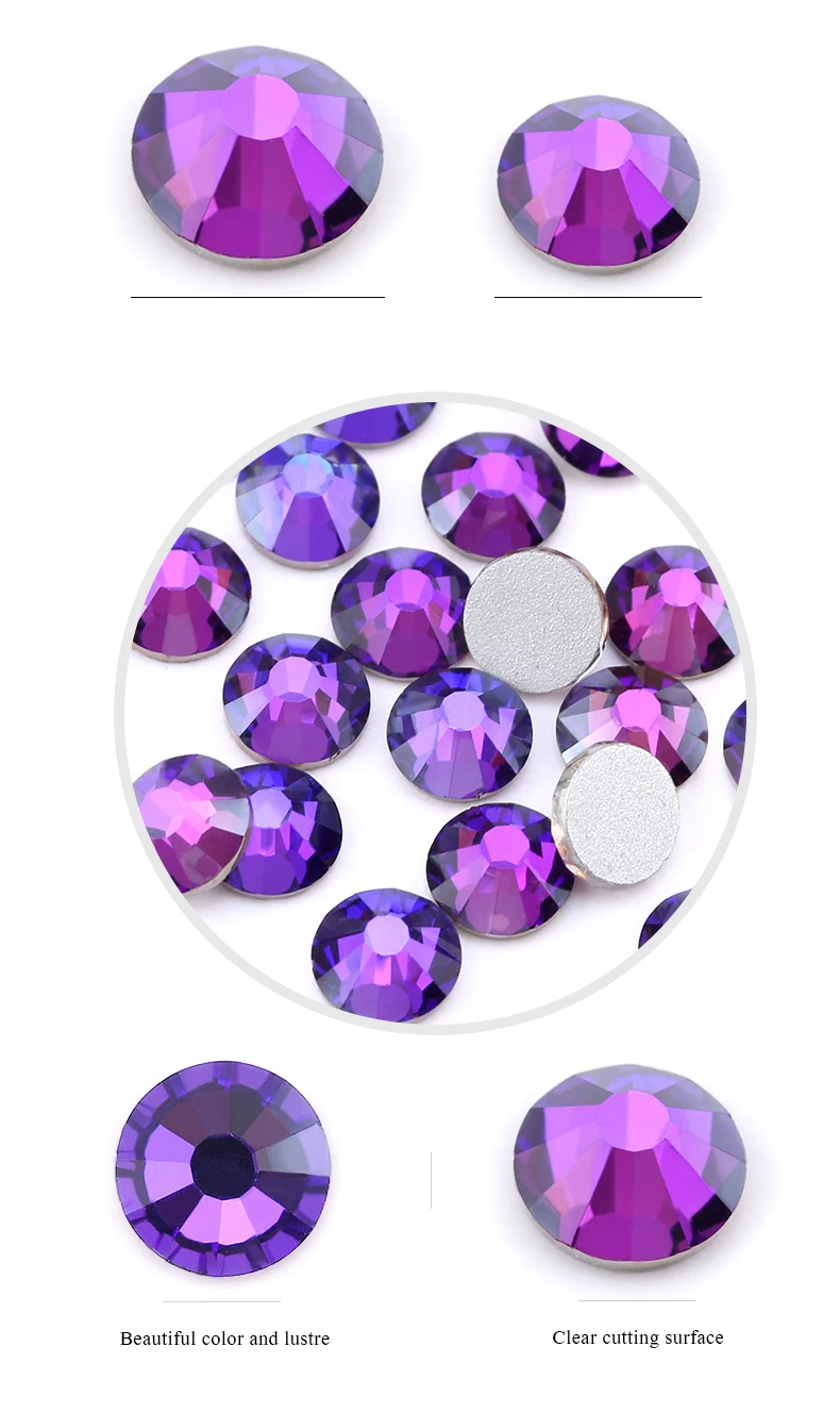 Lila Samt Strass Kristall Strass Glitters Diamant Edelstein Nicht Hotfix 3D Glitter Für Nagel Dekoration Flatback Lose стразы – Detail 7
