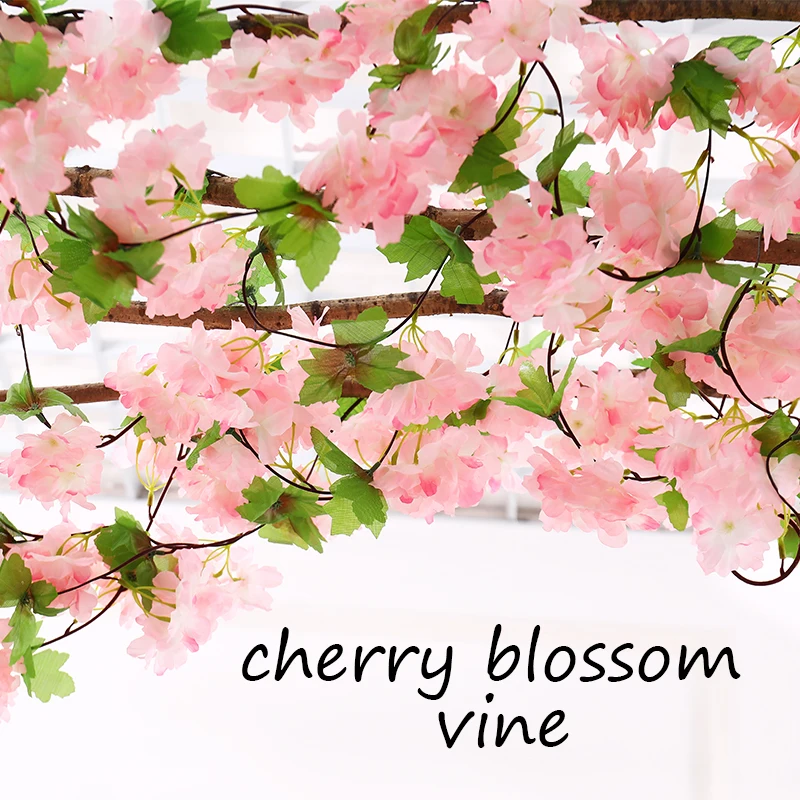 235 см поддельные вишни искусственные цветы стены сакуры лозы партия гирлянда