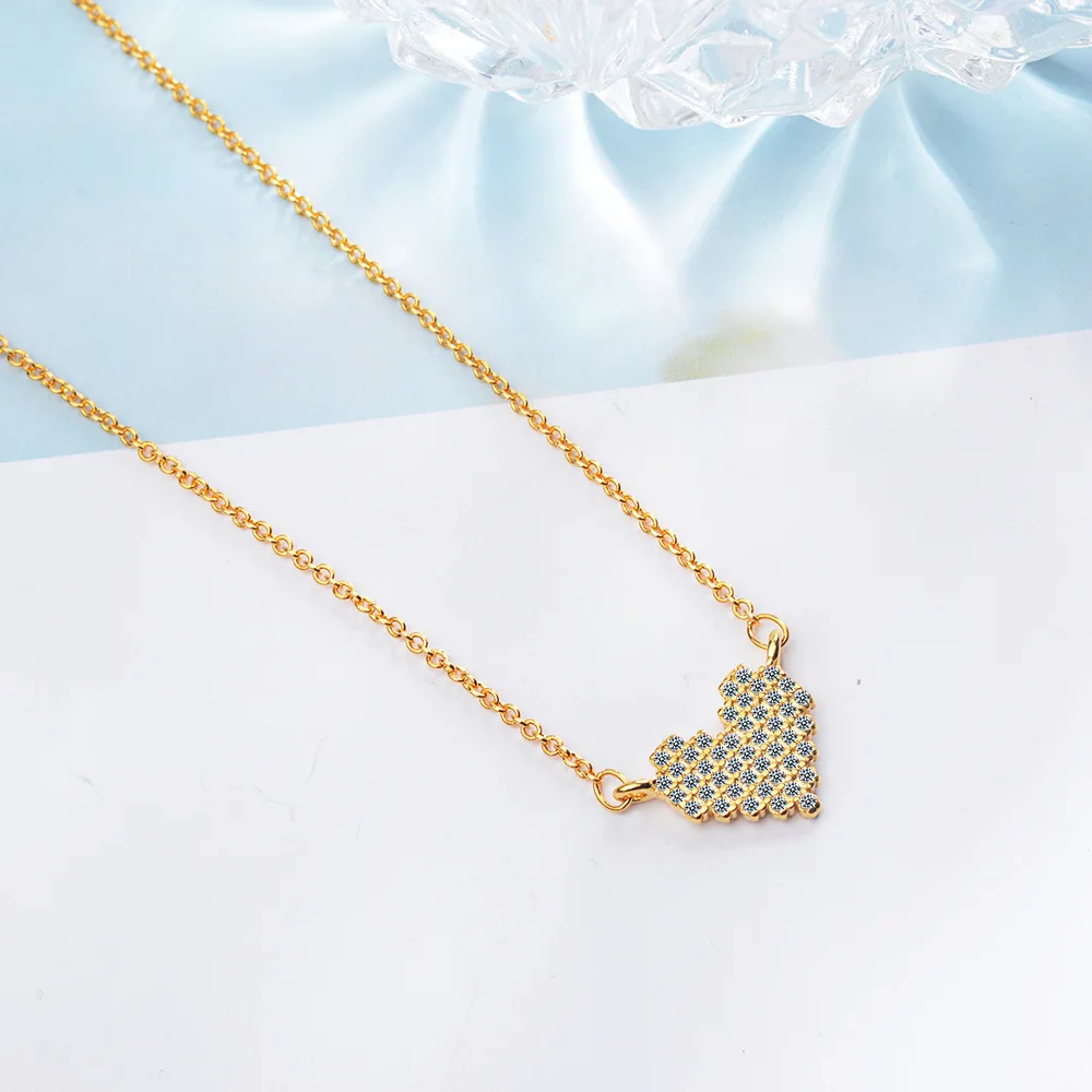 

925 Sterling Silver Women Chain On The Neck Collarbone Necklace For Women LOVE Zircon Pendant Chain Girl Jewelry Gift