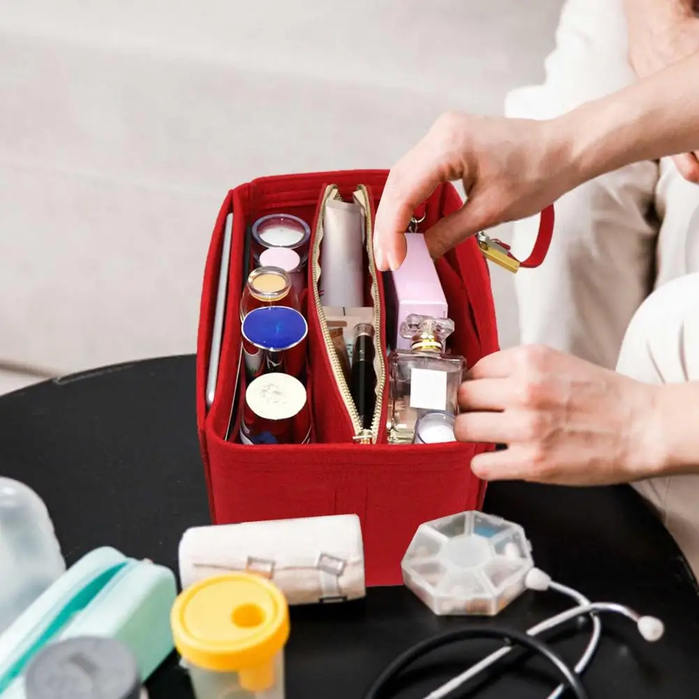 

3 Colors Purse Organizer Insert Detachable Multifunction Liner Storage Bag Multifunctional Detachable Red Gray Beige