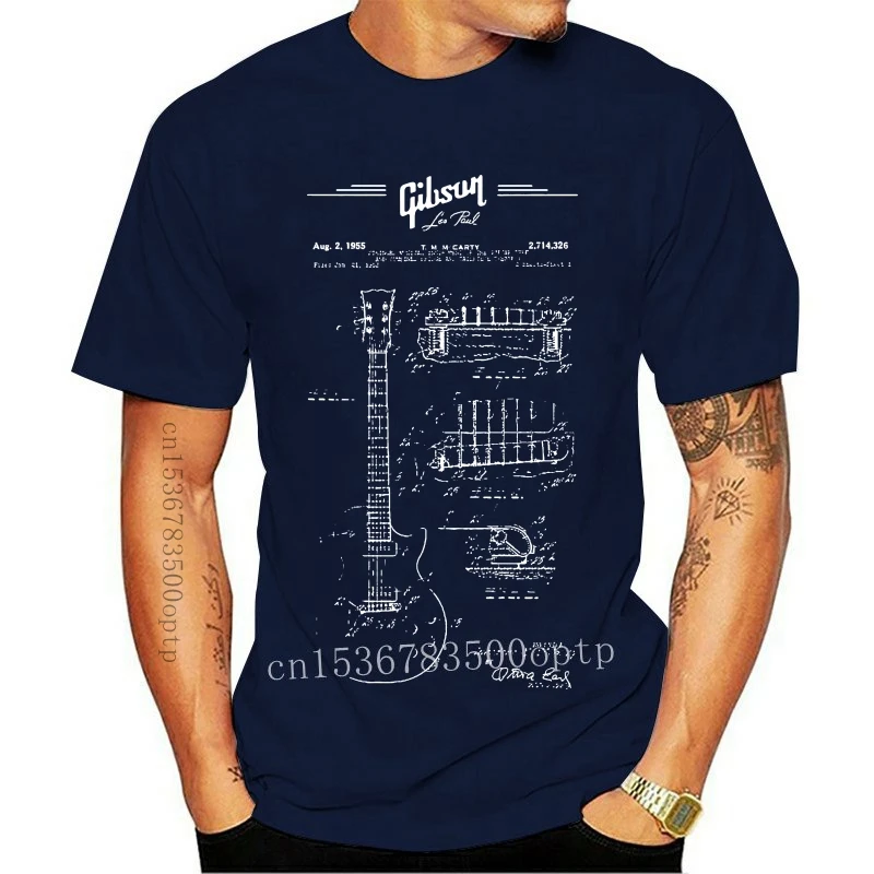 New Gary Moore T Shirt Print Guitar Patent Drawing 1955 - Blueprint - Music Tee Shirt 100% Cotton Casual T-Shirt