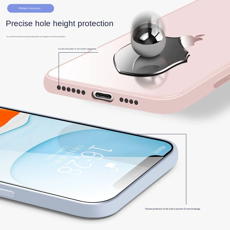 

Straight edge liquid silicone tempered glass iPhone case for iPhone 11 12 Mini Pro Max XS XR X 7 8 Plus SE2020 original silicone