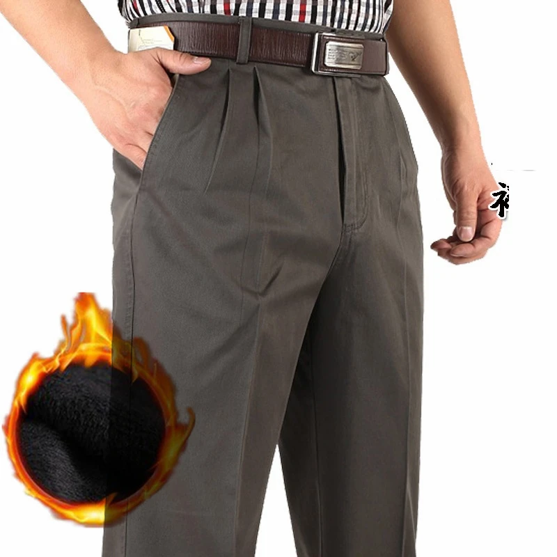 ICPANS теплые толстые флисовые зимние повседневные брюки мужские свободные прямые