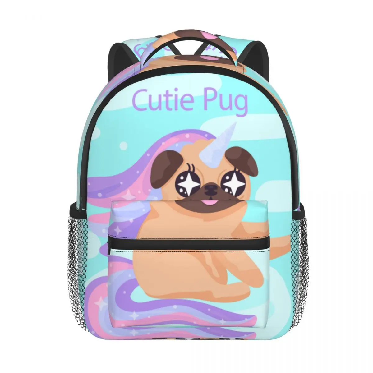 2022 Children Backpack Toddler Kids School Bag Cute Pug With Unicorn Style Kindergarten Bag for Girl Boys