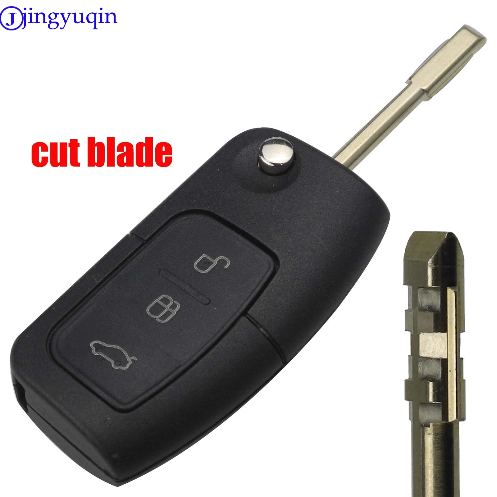 

jingyuqin 3 Buttons Flip Folding Remote Car Key Shell Fob Cover cut blade For FORD Focus Mondeo Key Case