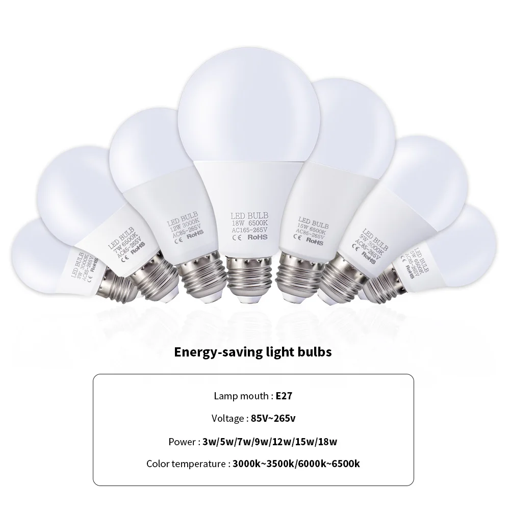 

E27 LED Light Bulb AC 85-265V 18W 15W 12W 9W 7W 5W 3W LED Spotlight Table Lamp Warm white / Cool white LED Bulb