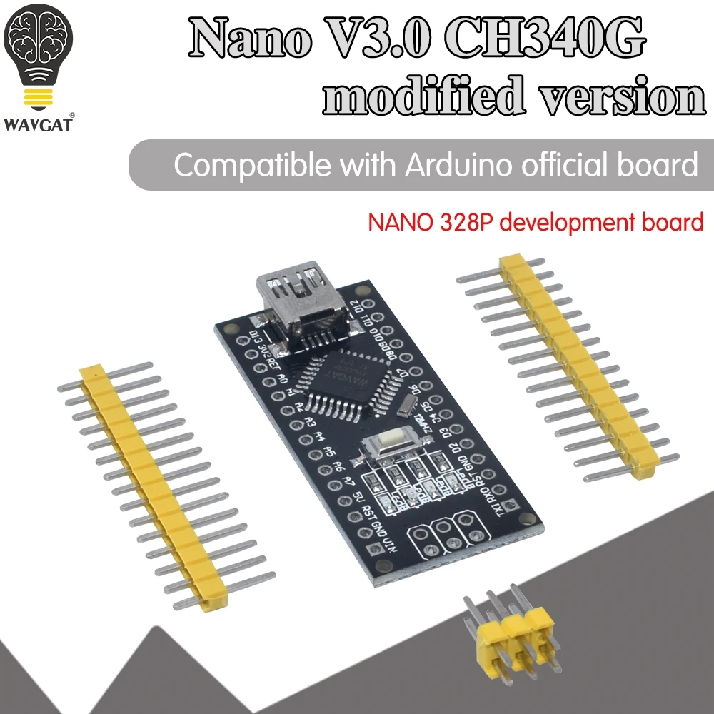 WAVGAT ардуино Nano Mini-USB С загрузчика Совместимость 3 0 контроллер CH340 драйвер USB 16 мГц