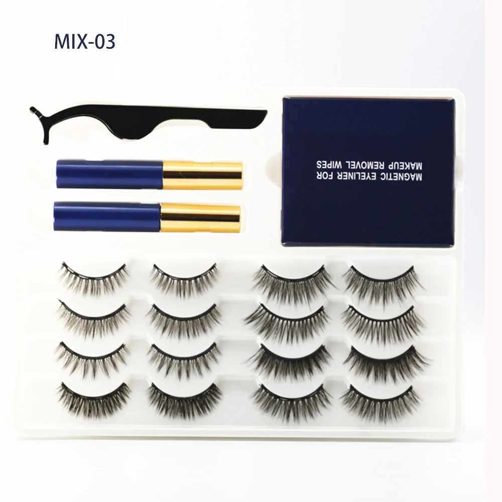 

European And American Magnetic False Eyelashes 8 Pairs Of False Eyelashes Magnet False Eyelashes Eyeliner Makeup Remover Towel