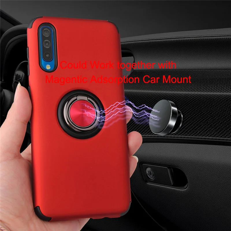 2019 Case for Samsung A20 A30 Phone Funda A50 A70 New Arrival Original Soft TPU PC Back Full Cover Metal Ring Bracket ShockProof |