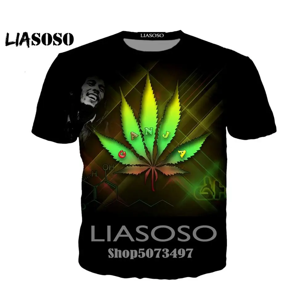 Liasoso, 3D принт, для женщин и мужчин, футболка, новая, модная, цветная, кленовый лист, конопляные листья, футболка, уличная, хип-хоп, круглый вырез, короткий рукав