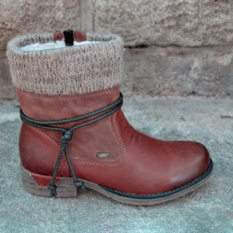 

Women's ankle boots Chunky heel side zipper warm snow boots 2021 winter Weave shoes Women's waterproof short Martin boots size43