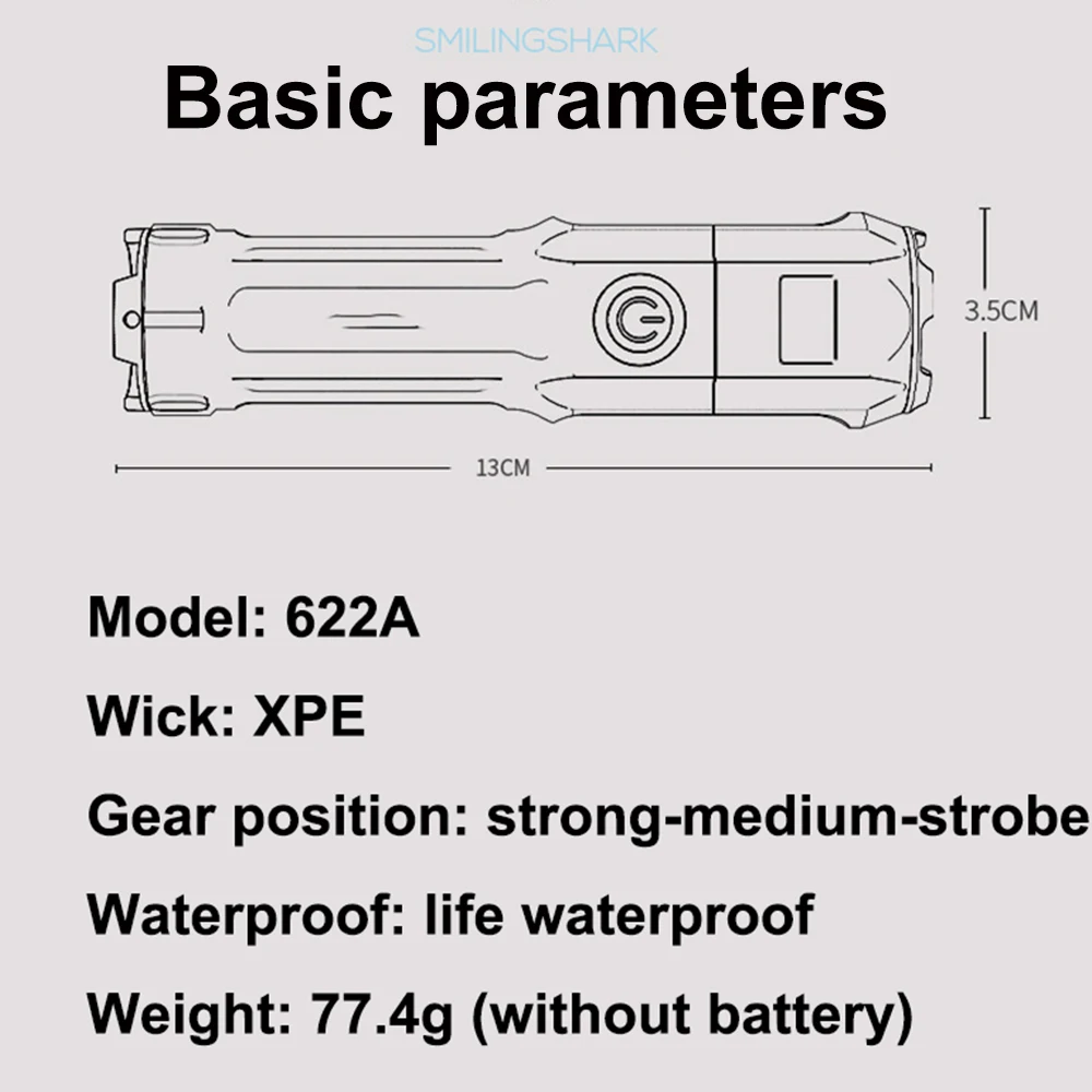 

Led Flashlight Ultra Bright Torch Super Bright ABS Strong Light Portable Powerful Flashlight Outdoor Camping Tactics Flash Light