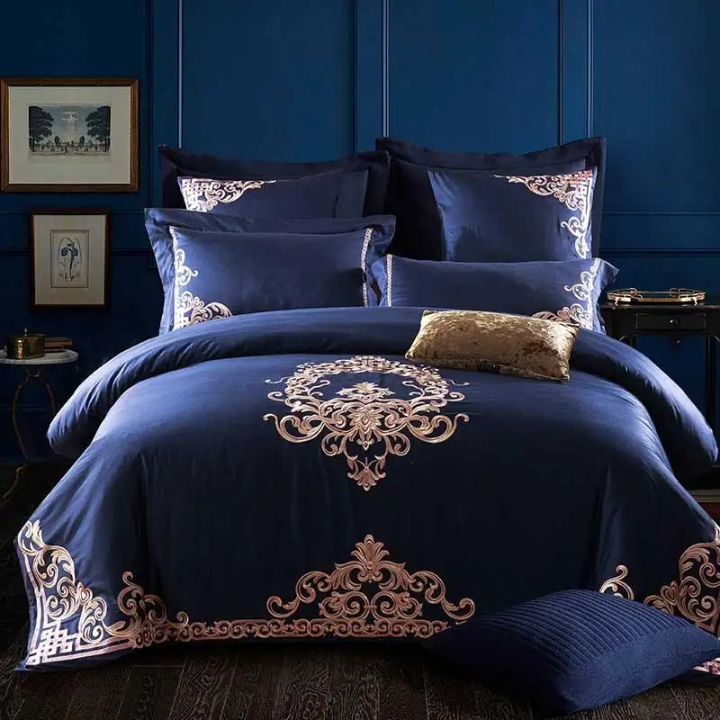 

48 Long-staple cotton Luxury Jacquard Embroidery Bedding Sets 100% cotton Duvet Cover Bed Sheet Pillowcases Queen King